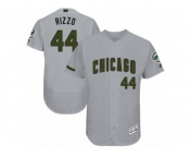 Men's Majestic Chicago Cubs #44 Anthony Rizzo Grey Memorial Day Authentic Collection Flex Base MLB Jersey