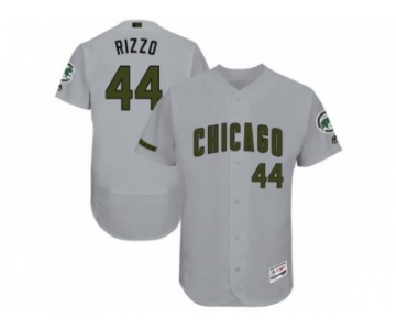 Men's Majestic Chicago Cubs #44 Anthony Rizzo Grey Memorial Day Authentic Collection Flex Base MLB Jersey