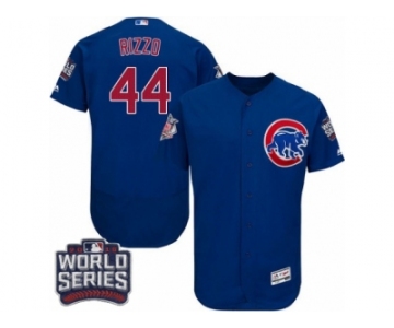 Men's Majestic Chicago Cubs #44 Anthony Rizzo Royal Blue 2016 World Series Bound Flexbase Authentic Collection MLB Jersey