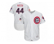 Men's Majestic Chicago Cubs #44 Anthony Rizzo White Stars & Stripes Authentic Collection Flex Base MLB Jersey