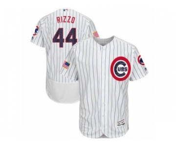 Men's Majestic Chicago Cubs #44 Anthony Rizzo White Stars & Stripes Authentic Collection Flex Base MLB Jersey