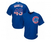 Men's Majestic Chicago Cubs #49 Jake Arrieta Authentic Royal Blue USA Flag Fashion MLB Jersey