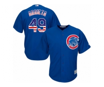 Men's Majestic Chicago Cubs #49 Jake Arrieta Authentic Royal Blue USA Flag Fashion MLB Jersey