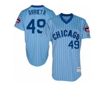 Men's Majestic Chicago Cubs #49 Jake Arrieta Replica Blue Cooperstown Throwback MLB Jersey