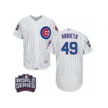 Men's Majestic Chicago Cubs #49 Jake Arrieta White 2016 World Series Bound Flexbase Authentic Collection MLB Jersey