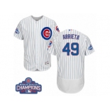 Men's Majestic Chicago Cubs #49 Jake Arrieta White 2016 World Series Champions Flexbase Authentic Collection MLB Jersey