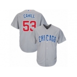 Men's Majestic Chicago Cubs #53 Trevor Cahill Authentic Grey Road Cool Base MLB Jersey