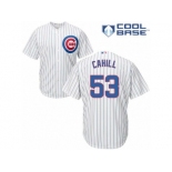 Men's Majestic Chicago Cubs #53 Trevor Cahill Authentic White Home Cool Base MLB Jersey