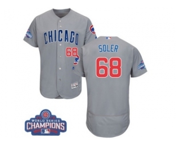 Men's Majestic Chicago Cubs #68 Jorge Soler Grey 2016 World Series Champions Flexbase Authentic Collection MLB Jersey