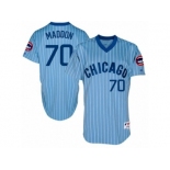 Men's Majestic Chicago Cubs #70 Joe Maddon Replica Blue Cooperstown Throwback MLB Jersey