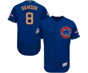 Men's Majestic Chicago Cubs #8 Andre Dawson Authentic Royal Blue 2017 Gold Champion Flex Base MLB Jersey