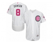 Men's Majestic Chicago Cubs #8 Andre Dawson Authentic White 2016 Mother's Day Fashion Flex Base MLB Jersey