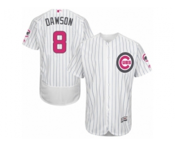 Men's Majestic Chicago Cubs #8 Andre Dawson Authentic White 2016 Mother's Day Fashion Flex Base MLB Jersey