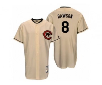 Men's Majestic Chicago Cubs #8 Andre Dawson Replica Cream Cooperstown Throwback MLB Jersey