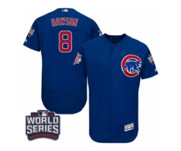 Men's Majestic Chicago Cubs #8 Andre Dawson Royal Blue 2016 World Series Bound Flexbase Authentic Collection MLB Jersey