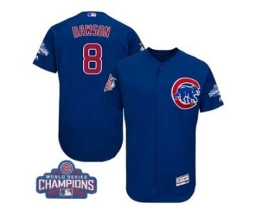 Men's Majestic Chicago Cubs #8 Andre Dawson Royal Blue 2016 World Series Champions Flexbase Authentic Collection MLB Jersey