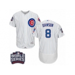 Men's Majestic Chicago Cubs #8 Andre Dawson White 2016 World Series Bound Flexbase Authentic Collection MLB Jersey