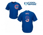 Men's Majestic Chicago Cubs #9 Javier Baez Authentic Royal Blue USA Flag Fasion MLB Jersey