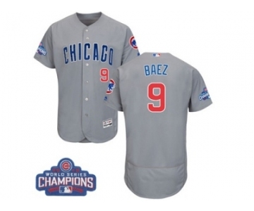 Men's Majestic Chicago Cubs #9 Javier Baez Grey 2016 World Series Champions Flexbase Authentic Collection MLB Jersey