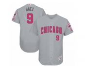 Men's Majestic Chicago Cubs #9 Javier Baez Grey Mother's Day Flexbase Authentic Collection MLB Jersey