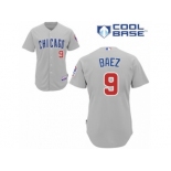 Men's Majestic Chicago Cubs #9 Javier Baez Replica Grey Road Cool Base MLB Jersey