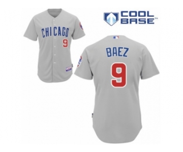 Men's Majestic Chicago Cubs #9 Javier Baez Replica Grey Road Cool Base MLB Jersey