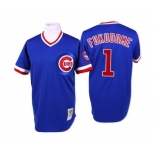 Men's Mitchell and Ness Chicago Cubs #1 Kosuke Fukudome Authentic Blue Throwback MLB Jersey