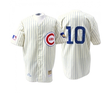 Men's Mitchell and Ness Chicago Cubs #10 Ron Santo Authentic Cream 1969 Throwback MLB Jersey