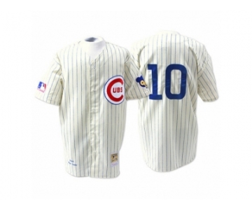 Men's Mitchell and Ness Chicago Cubs #10 Ron Santo Replica Cream 1969 Throwback MLB Jersey