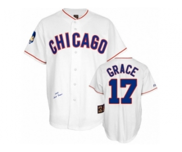 Men's Mitchell and Ness Chicago Cubs #17 Mark Grace Authentic White 1968 Throwback MLB Jersey