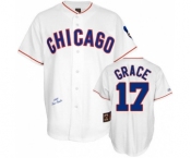 Men's Mitchell and Ness Chicago Cubs #17 Mark Grace Replica White 1988 Throwback MLB Jersey