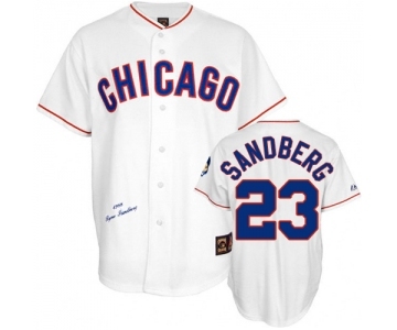 Men's Mitchell and Ness Chicago Cubs #23 Ryne Sandberg Replica White 1988 Throwback MLB Jersey