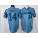 mlb chicago cubs #14 banks m&n blue(white strip)