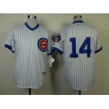 mlb chicago cubs #14 banks m&n white(blue strip)