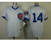 mlb chicago cubs #14 banks m&n white(blue strip)