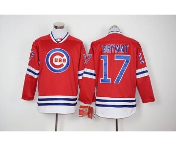 mlb jerseys chicago cubs #17 kris bryant red long sleeve