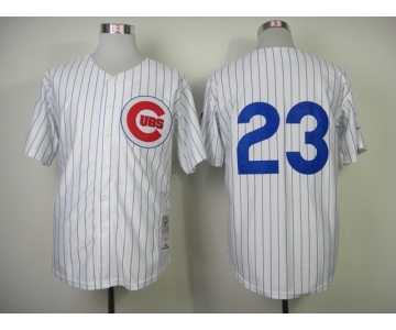 mlb jerseys chicago cubs #23 sandberg white[1984 m&n](blue strip)