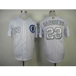 mlb jerseys chicago cubs #23 sandberg white(blue strip)