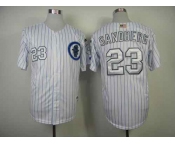 mlb jerseys chicago cubs #23 sandberg white(blue strip)