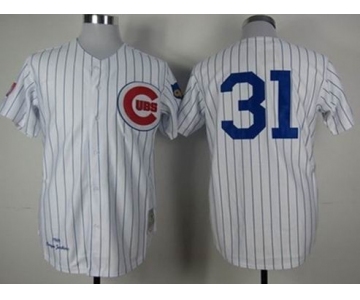 mlb jerseys chicago cubs #31 maddux white(blue strip)[1969 m&n]