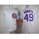 mlb jerseys chicago cubs #49 arrieta white(blue strip)