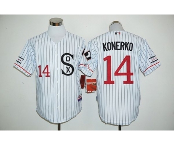 Chicago White Sox #14 Paul Konerko White(Black Strip) Cooperstown Stitched Baseball Jersey