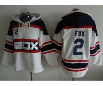 Chicago White Sox #2 Nellie Fox White Sawyer Hooded Sweatshirt Alternate Home MLB Hoodie