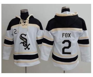 Chicago White Sox #2 Nellie Fox White Sawyer Hooded Sweatshirt Baseball Hoodie