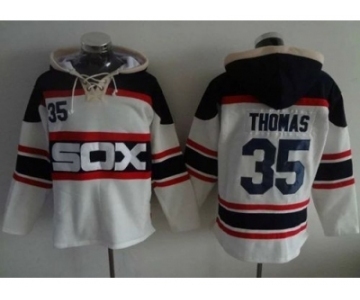 Chicago White Sox #35 Frank Thomas White Sawyer Hooded Sweatshirt Alternate Home MLB Hoodie