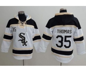 Chicago White Sox #35 Frank Thomas White Sawyer Hooded Sweatshirt Baseball Hoodie