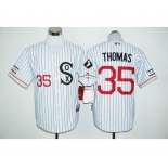 Chicago White Sox #35 Frank Thomas White(Black Strip) Cooperstown Stitched Baseball Jersey