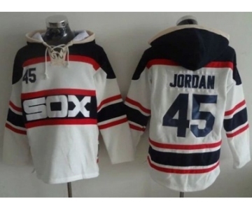 Chicago White Sox #45 Michael Jordan White Sawyer Hooded Sweatshirt Alternate Home MLB Hoodie