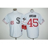 Chicago White Sox #45 Michael Jordan White(Black Strip) Cooperstown Stitched Baseball Jersey