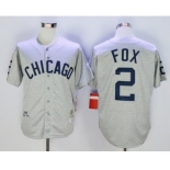 Men 1960 Chicago White Sox #2 Nellie Fox Mitchell & Ness Grey Authentic Throwback Jersey